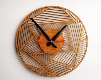 Geometric Wall Clock, Wall Clock Minimalist, Modern Wall Clock Wood, Circle Wall Clock, Wood Wall clock, Wall Clock Unique Wood