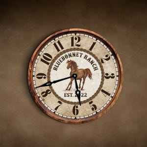 Pferde Wanduhr Unikat, Ranchpferd Uhr, Western Wanduhr, Bauernhaus Wanduhr, Rustikale Wanduhr, Cabin Uhr, Tier Wanduhr