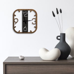 Square wall clock, Geometric wall clock, Unique wall clock, Modern wall clock, Scandi clock, Mid century clock wall, Clock with numbers