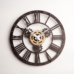 Industrial wall clock, Gear wall clock, Steampunk wall clock, Mechanical wall clock, Laser cut clock, Wooden wall clock with numbers