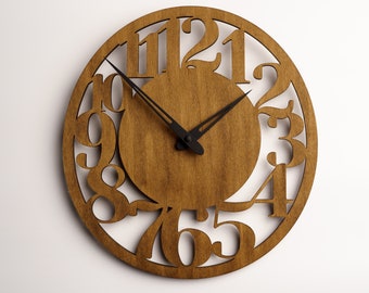 Wooden wall clock with numbers,Modern wall clock wood,Numbers wall clock,Wood wall clock,Wooden wall clock