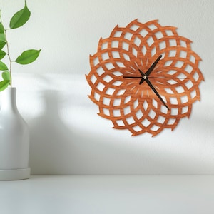 Geometric wood clock,Geometric wall clock,Wood wall art geometric,Modern wall clock decor,Wall clock unique large,Unique wall clock