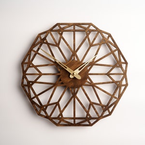 Wooden wall clock large, Geometric wall clock, Wood clock unique, Minimalist clock large, Trendy wall clock, Design wall clock,Hexagon clock