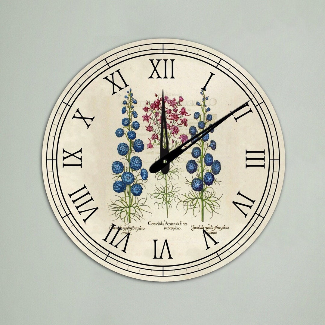 Wildflower Wall Clock French Country Clock Country Floral Etsy