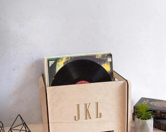 Caja para guardar discos de vinilo, Caja para guardar discos, Almacenamiento de vinilos retro, Caja para guardar discos, Caja de madera, Caja para guardar vinilos, Organizador de discos