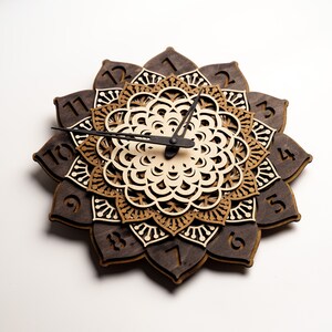 Väggklocka mandala, Yoga väggkonst, Yoga väggdekor, Mandala träklocka, Mandala väggklocka, Träväggklocka, Träväggklocka bild 4