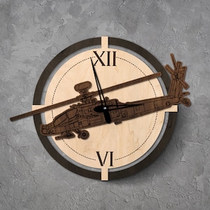 Helicopter wall clock, Aviation clock, Pilot clock, Helicopter decor, Military clock, Helicopter wall art, Airplane clock, Army clock