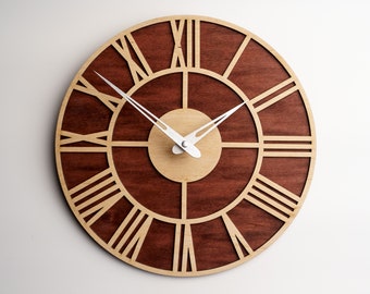 Roman wall clock,Roman numeral clock,Roman wood clock,Numbers wall clock,Wood wall clock,Wooden wall clock