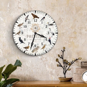 Audubon clock, Birds wall clock 12 Inch, Retro wall clock, Vintage wall clock, Botanical wall clock, Bird lover gift, Birdwatching gift image 2