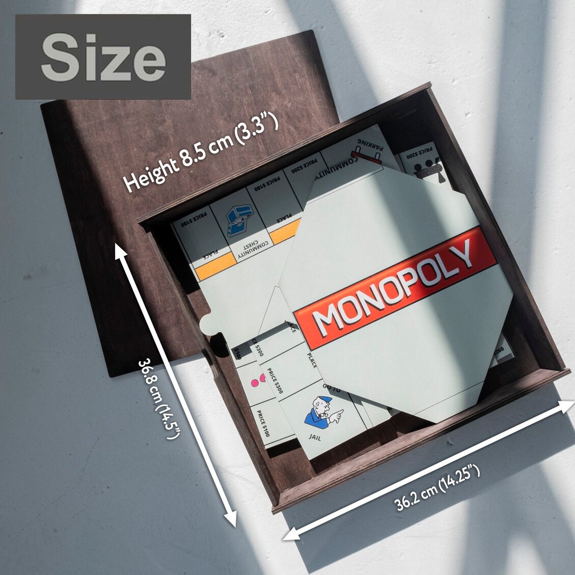 Personalized monopoly box, Wood monopoly board, Monopoly organizer, Monopoly box, Monopoly storage, Board game organizer, Monopoly holder