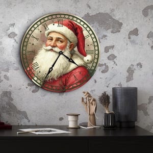 Weihnachtsmann Uhr, Weihnachtsuhren, Weihnachtsmann Wanduhr, Neujahr Uhr, Feiertags Wanduhr, Weihnachtsmann Wandkunst, Weihnachten Weihnachtsmann Wandkunst