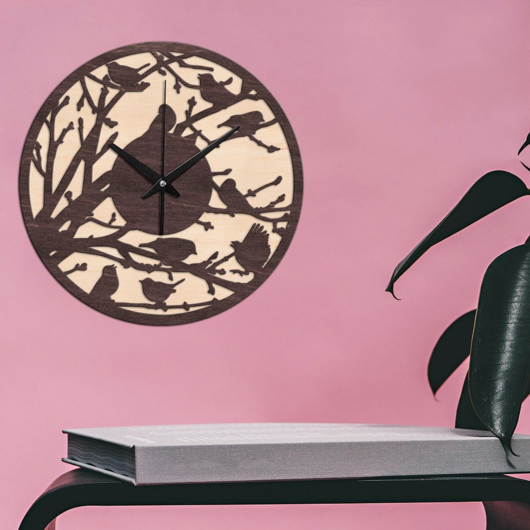 Bird Wall Clock, Nature Wall Clock, Woodland Clock, Modern Wall Clock