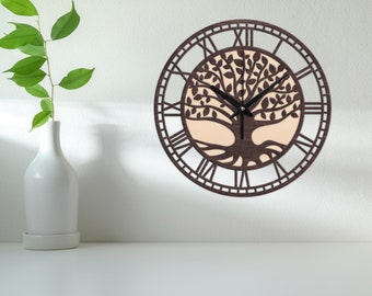 Tree of life wall clock,Tree of life wall decor,Tree of life wood clock,Roman numeral wall clock,Wood wall clock,Wooden wall clock