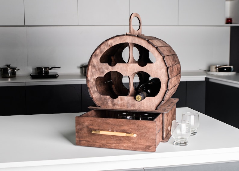 Whiskey Rack, Whiskey Barrel Mini Bar Wood, Whiskey Holder, Whiskey ...