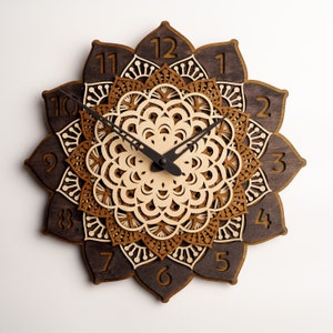 Wall clock mandala,Yoga wall art,Yoga wall decor,Mandala wood clock,Mandala wall clock,Wood wall clock,Wooden wall clock