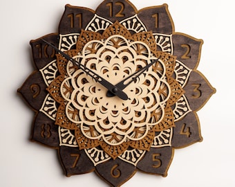 Reloj de pared mandala, Arte de pared de yoga, Decoración de pared de yoga, Reloj de madera de mandala, Reloj de pared de mandala, Reloj de pared de madera, Reloj de pared de madera