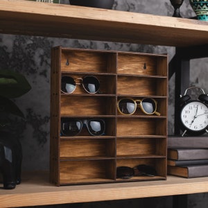 Sunglasses wall storage, Sunglasses wall holder, Wooden sunglasses shelf, Sunglasses rack, Glasses display case, Glasses wall holder
