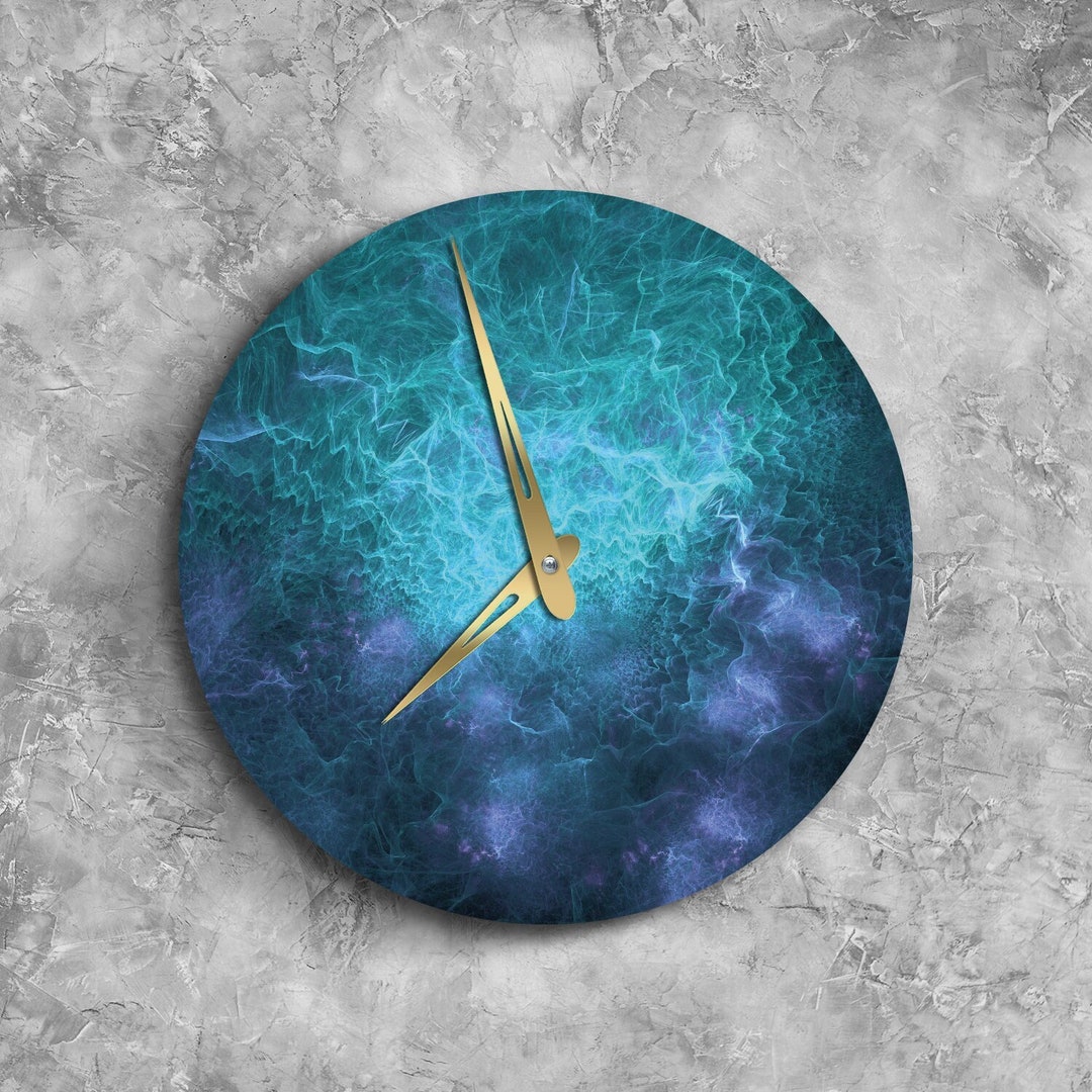 Turquoise Wall Clock, Blue Wall Clock, Resin Wall Clock, Coastal Wall