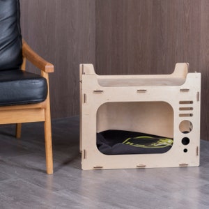 Cat tv bed, Wooden cat house, Modern cat furniture, Cat cubby, Modern cat house, Cat house indoor, Cat cute bed, Cat bed cave