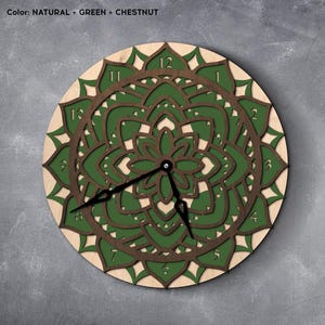 Mandala wall clock, Wooden mandala clock, Flower wall clock, Multilayer clock, Geometric wall clock, Wall clock unique wood, Layered mandala