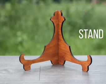 Expositor de madera para platos, caballete para placa, soporte de madera para platos, soporte para platos de cena, caballete para fotos, soporte para platos de sobremesa