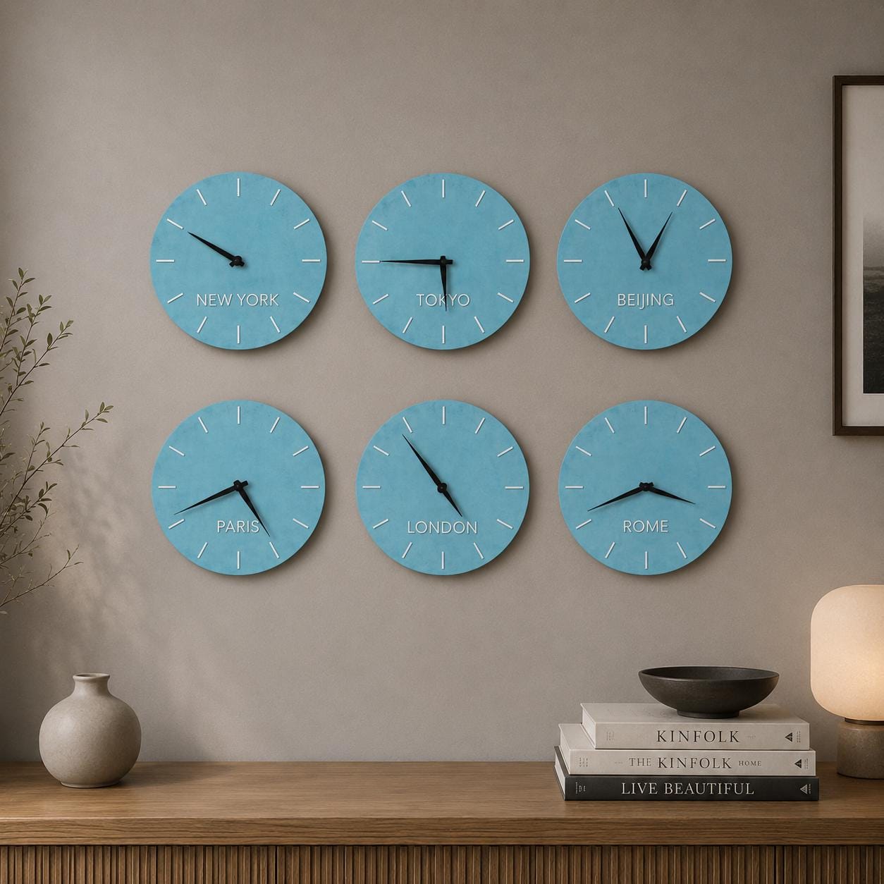 Multi Time Zone Clock, City Wall Clock Custom, World Time Zone