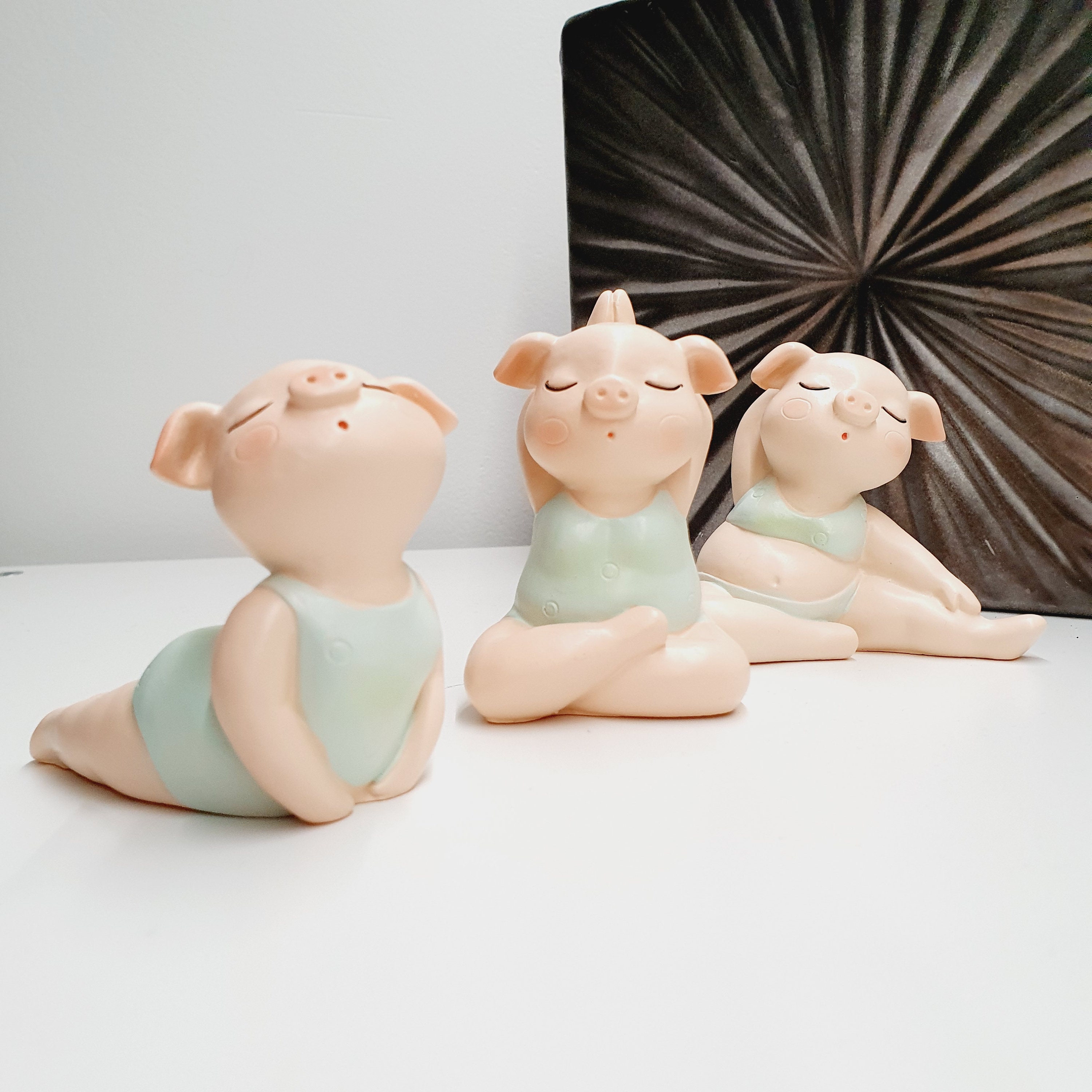 Yogi Pigs Set Set of 3 Yoga Statues Etsy