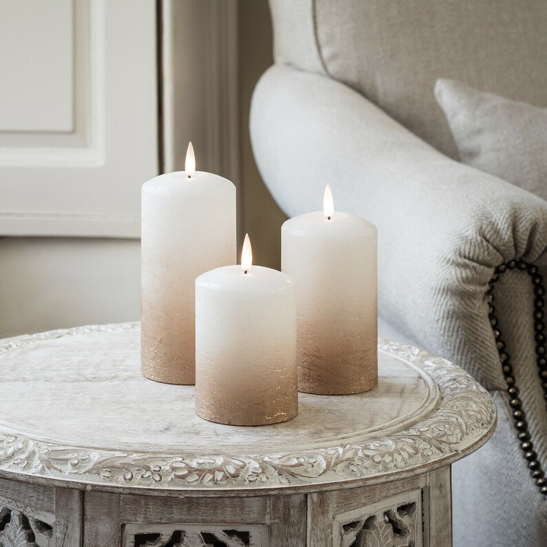 LED Flameless Gold Ombre Pillar Candles Etsy UK