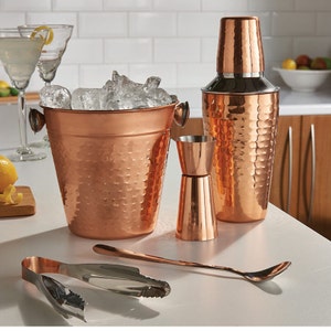 Copper Hammered Cocktail Shaker Mixer 5 or Pcs Set, Bar Accessories for Your Home