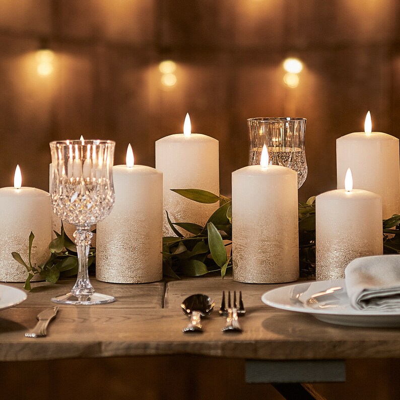 LED Flameless Gold Ombre Pillar Candles Etsy UK