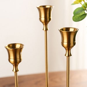 Set of 3 Candlestick Holders Metal Black or Gold Gothic Wedding Decor ...