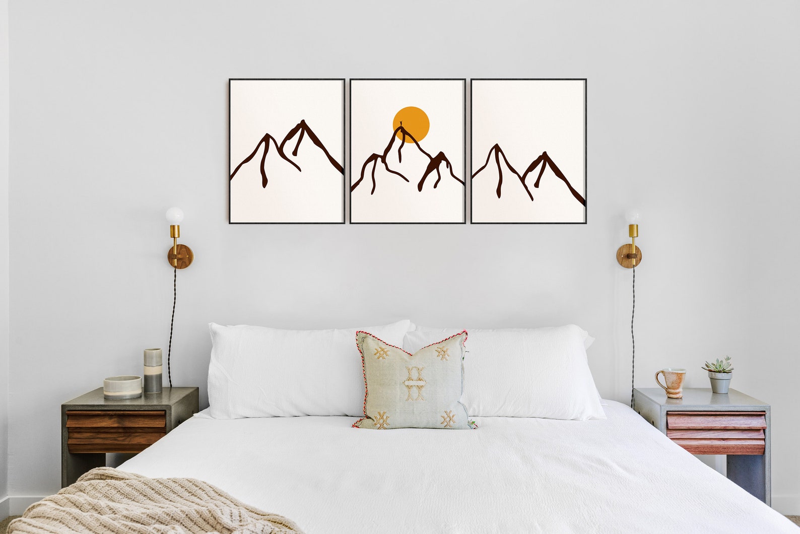 Mountain Sunset Landscape Triptych Set of 3 Hiker Wall Art | Etsy