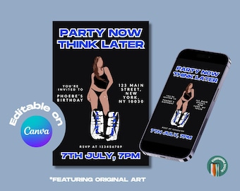Tate McRae Party Invite | Digital Invitation – Canva Template | Printable & Phone Size | Live Now Think Later | Birthday, Hen Do, Fun, Games