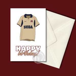 Carte numérique du maillot de football d'Arsenal - Kit rétro à imprimer | Carte d'anniversaire Gooner | Maillot extérieur 2001/2002