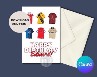 Arsenal Retro Kit Birthday Card: Custom Name, Gooner Gift (Digital Download)