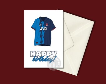 Retro Arsenal Shirt Birthday Card: 1995-1996 Blue Lightning Kit (Digital Download)