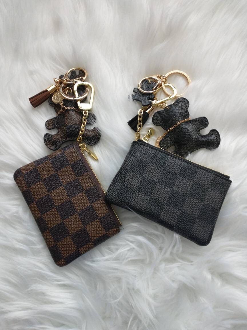 Key Pouch, Wallet keychain, Checkered Teddy bear keychain, Coin purse…
