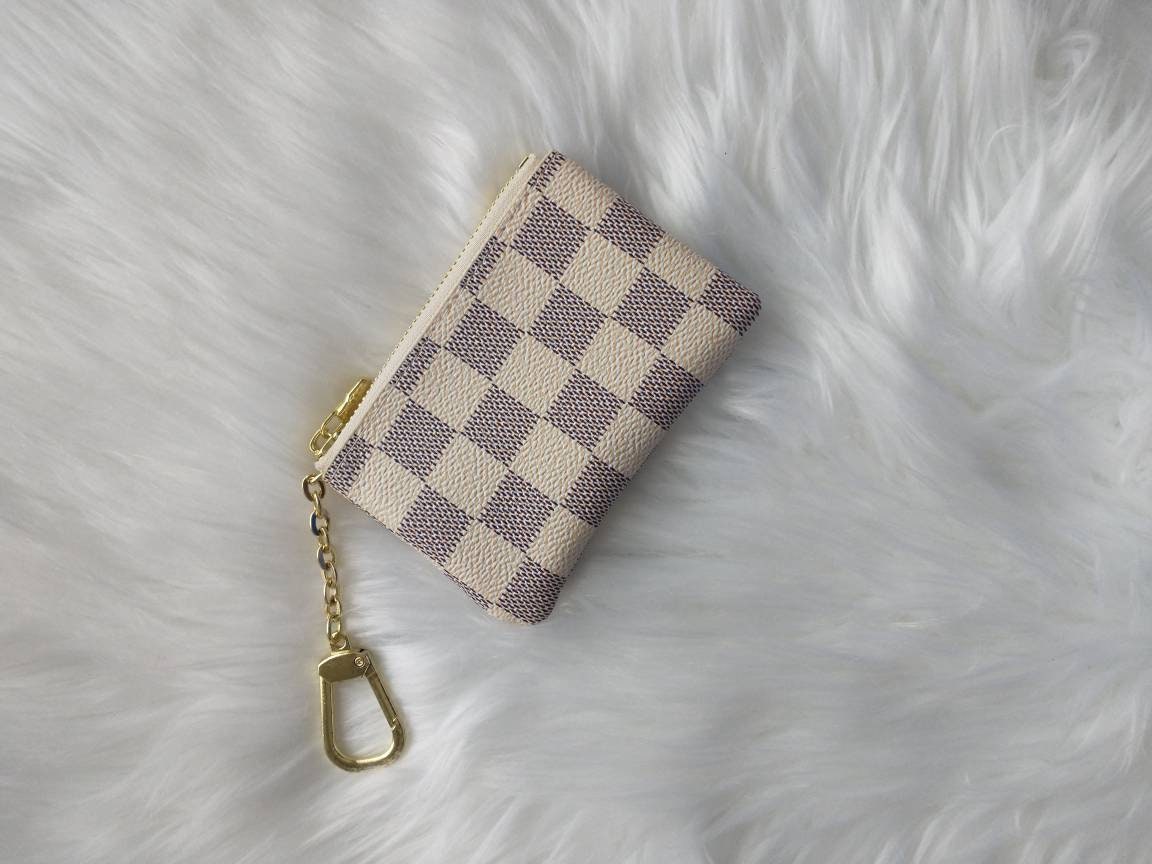 Coin Pouch, Checkered coin purse, Mini Coin Wallet Keychain, pouch ke…