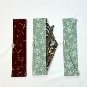 Foldable & Washable Fabric Cutlery Holder – Assorted Patterns – Zero Waste Picnic/Lunch Accessory