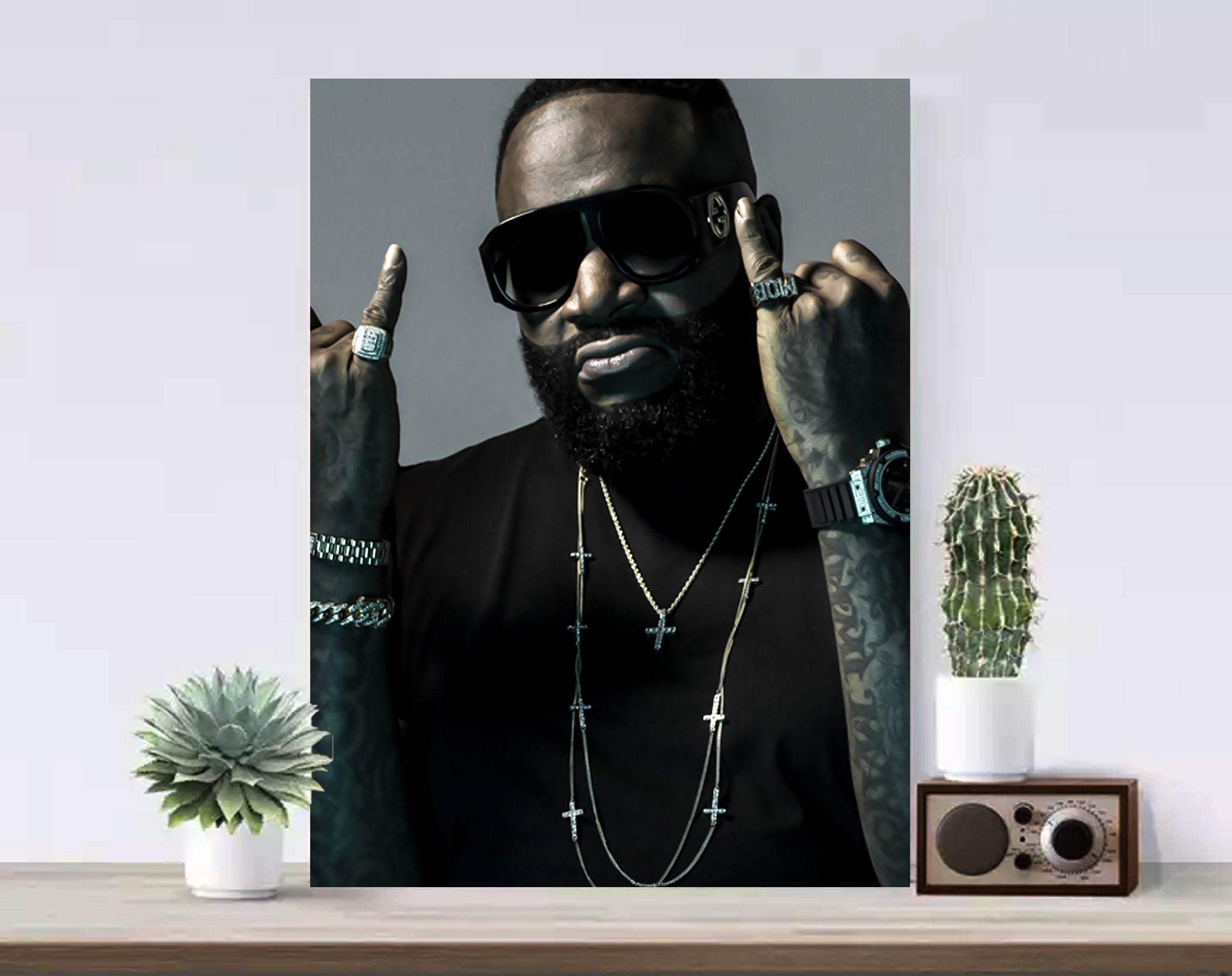 Rick Ross Print On Canvas Poster Rick Ross Poster Wall Art Etsy