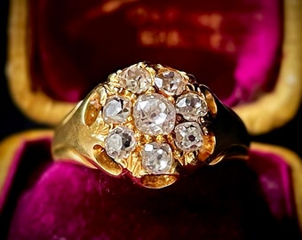 Antique Diamond Cluster Ring in 18 Carat Gold; Circa 1890