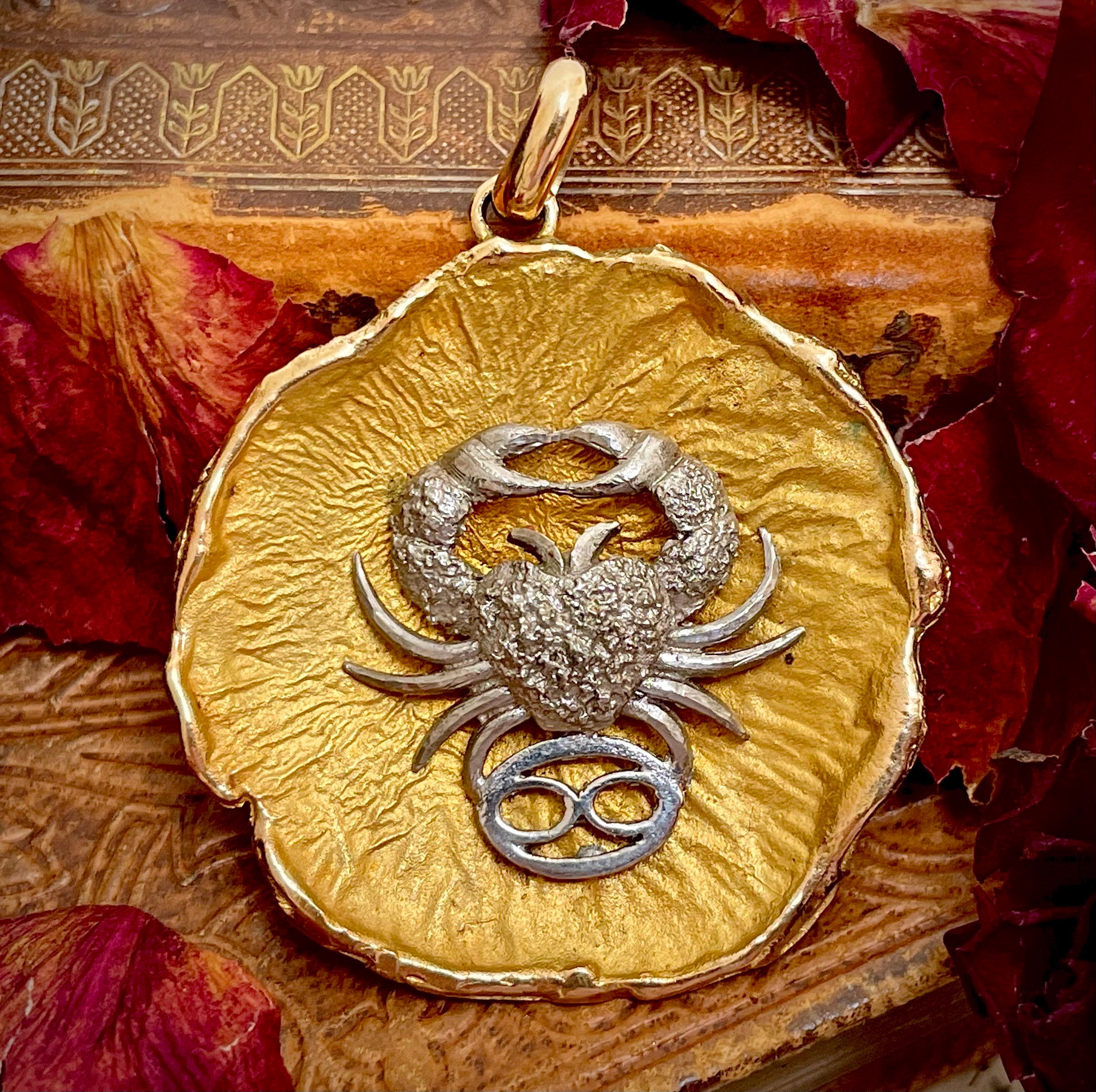 Vintage French Gold Zodiac Cancer 