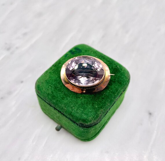 Art Nouveau Huge Amethyst & Rose Gold Antique Broo