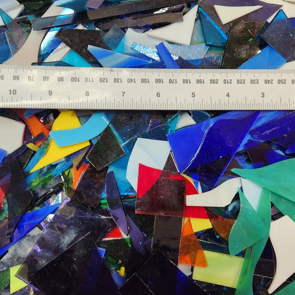 Stained Glass Pieces and Shapes Assorted Sizes (1/2 lbs. / 227 g.)