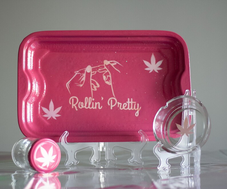 Pink Glitter Rolling Tray Set rolling Pretty' Etsy