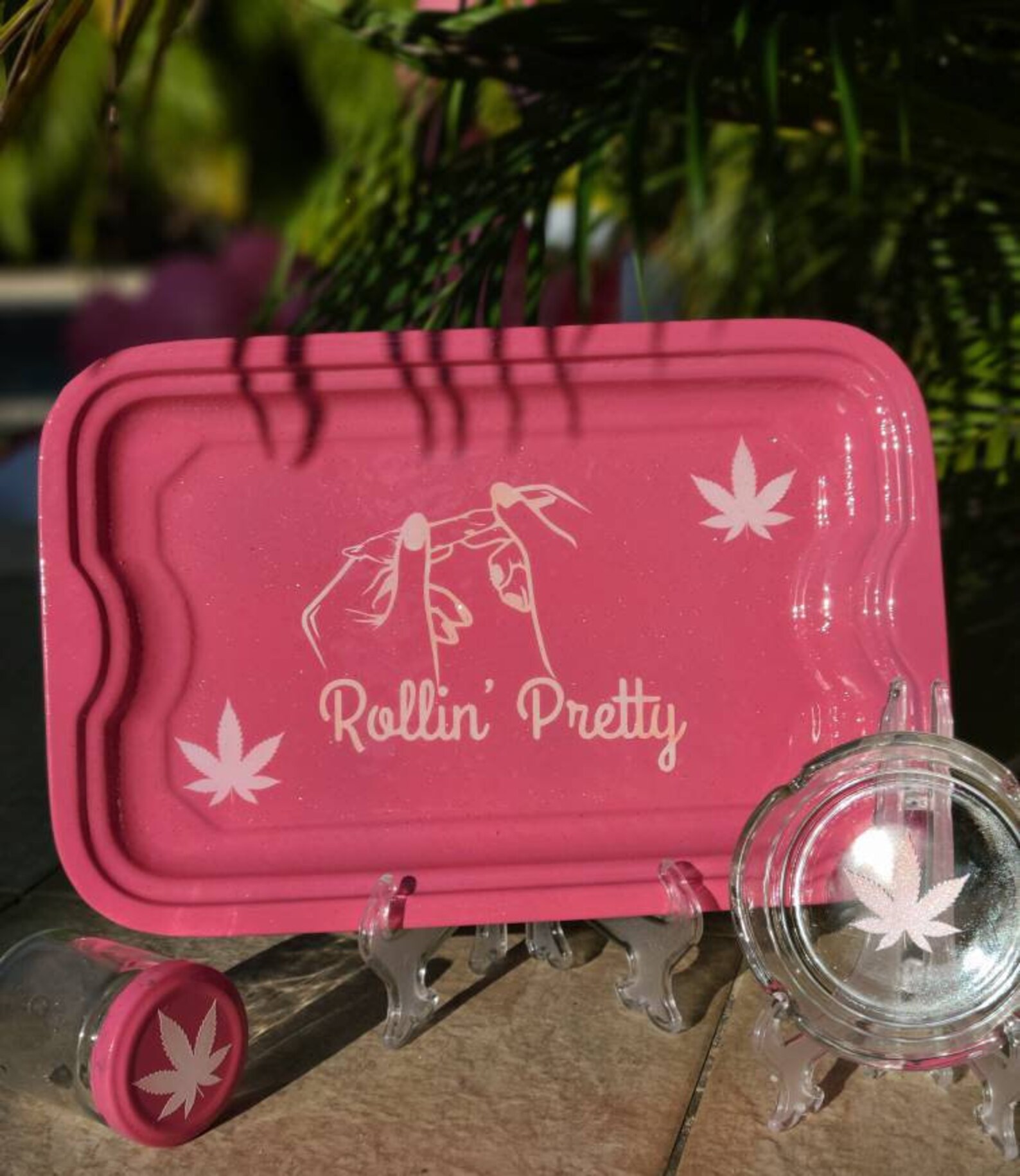 Pink Glitter Rolling Tray Set rolling Pretty' Etsy