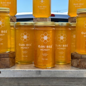 Ojai Bee Honey, 17oz glass jar of Organic, Pure, Raw, Unfiltered, Virgin Honey from the Ojai Valley, California. @ojaibee