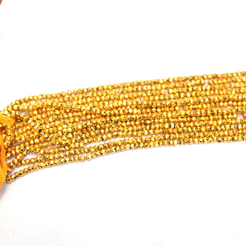 4 strands quality 3mm-3.50mm Gold Pyrite faceted rondelle beads,Center Drilled gemstone Beads 13 inch R043