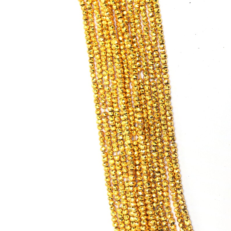 4 strands quality 3mm-3.50mm Gold Pyrite faceted rondelle beads,Center Drilled gemstone Beads 13 inch R043