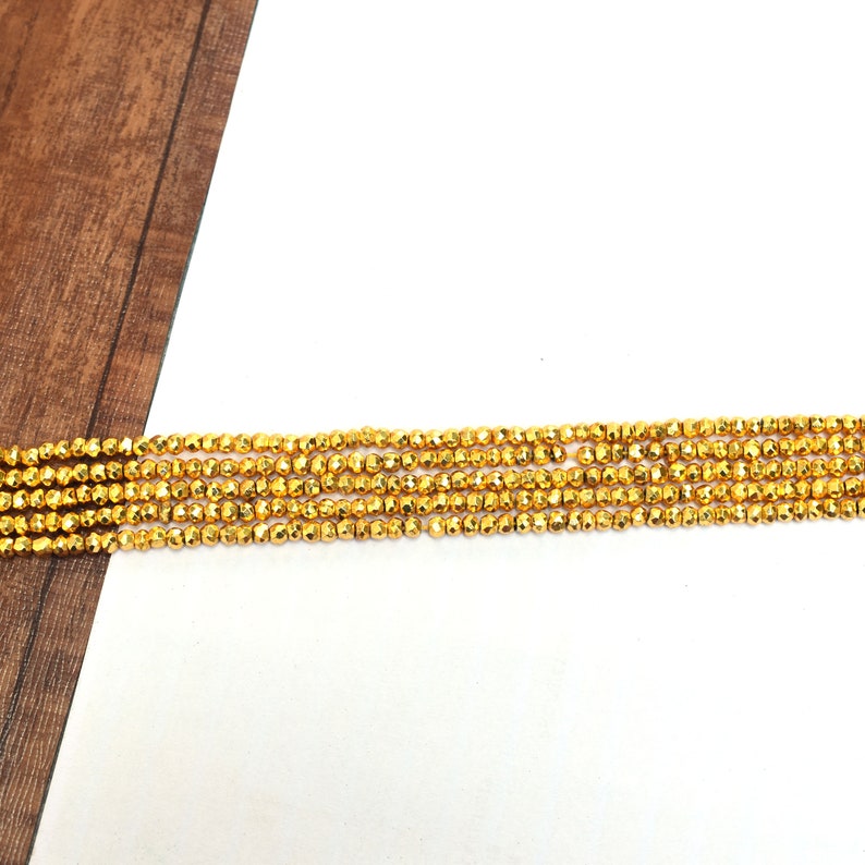 4 strands quality 3mm-3.50mm Gold Pyrite faceted rondelle beads,Center Drilled gemstone Beads 13 inch R043